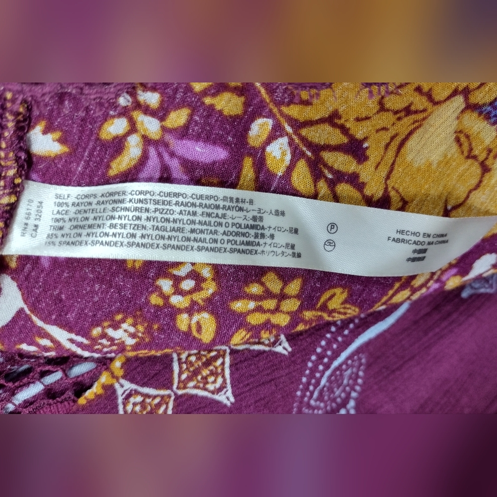 Free People Who Is Sorry Now Floral Dress Women's S Purple Retro 90s Y2K Coastal - Picture 8 of 8